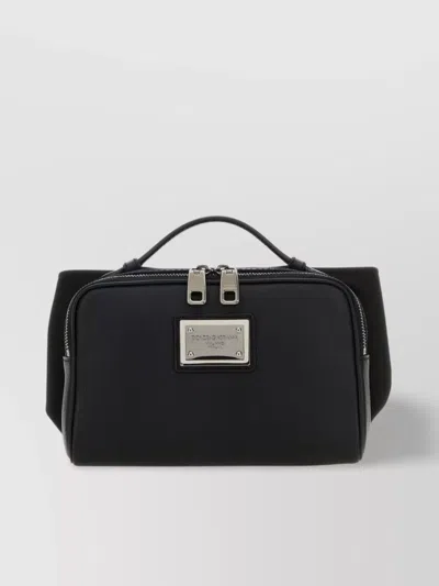 Dolce & Gabbana Leather Belt Bag With Logo In Nero