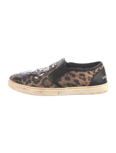 Pre-owned Dolce & Gabbana Leather Animal Print Espadrilles In Brown