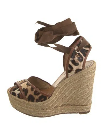 Pre-owned Dolce & Gabbana Leather Animal Print Espadrilles In Brown