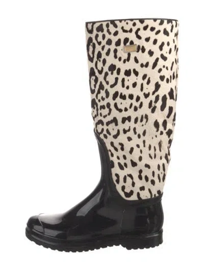 Pre-owned Dolce & Gabbana Leather Animal Print Rain Boots