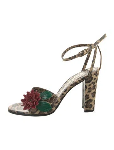 Pre-owned Dolce & Gabbana Leather Animal Print Sandals In Multi