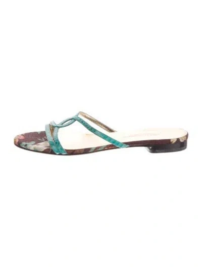 Pre-owned Dolce & Gabbana Leather Animal Print Slides In Blue