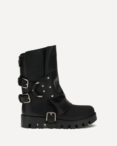 Dolce & Gabbana Leather Ankle Boots In Black