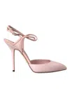 Dolce & Gabbana Pink Leather Ankle Strap Heels Pumps Shoes In Pink