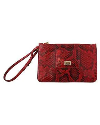 Pre-owned Dolce & Gabbana Leather Ayers Clutch Purse Wristlet Hand - Clutch Bags - Red