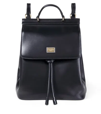 Dolce & Gabbana Kids' 皮革双肩包 In Black