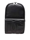 Dolce & Gabbana Black Leather Backpack With Embossed Dg Logo In Negro