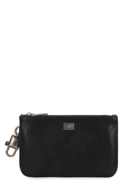 Dolce & Gabbana Padlock-charm Wash Bag In Black