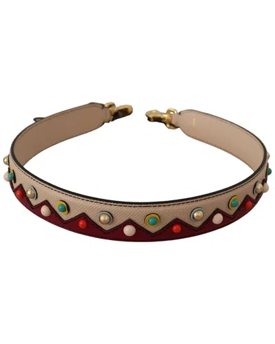 Dolce & Gabbana Leather Bag Strap In Beige