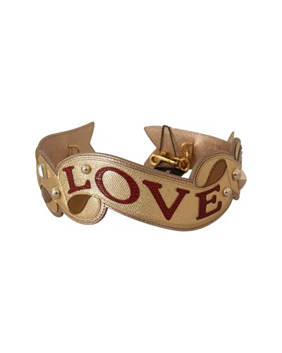 Dolce & Gabbana Leather Bag Strap In Gold