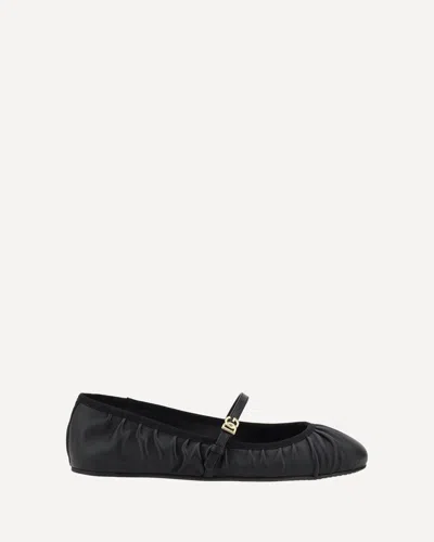 Dolce & Gabbana 5mm Criss Cross Nappa Ballerina Flats In Black