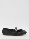 Dolce & Gabbana Black Ballerinas With Metallic Logo And Strap In Leather Woman