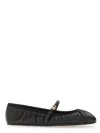Dolce & Gabbana Black Ballerinas With Metallic Logo And Strap In Leather Woman
