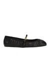 Dolce & Gabbana Black Ballerinas With Metallic Logo And Strap In Leather Woman In Black