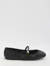 Dolce & Gabbana Black Ballerinas With Metallic Logo And Strap In Leather Woman In Black