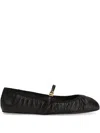 Dolce & Gabbana Black Ballerinas With Metallic Logo And Strap In Leather Woman In Black