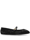 Dolce & Gabbana Black Ballerinas With Metallic Logo And Strap In Leather Woman In Black