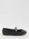 Dolce & Gabbana Black Ballerinas With Metallic Logo And Strap In Leather Woman In Nero