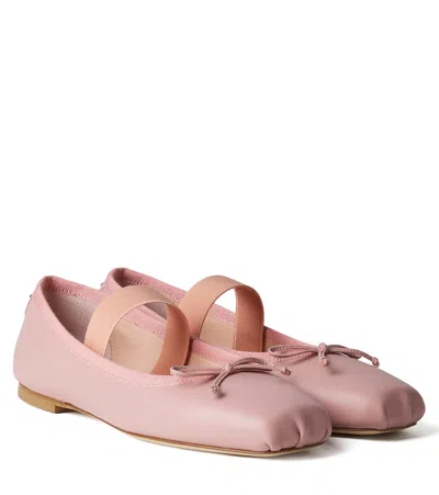 Dolce & Gabbana Kids' Leather Ballet Flats In Pink