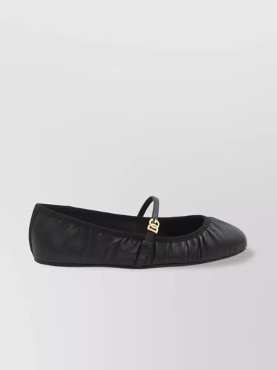 DOLCE & GABBANA LEATHER BALLET FLATS WITH MARY JANE STRAP