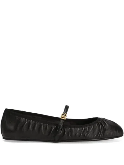 Dolce & Gabbana Leather Ballets In Black  