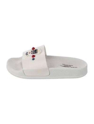 Pre-owned Dolce & Gabbana Babies' Leather Bambino Slides In White