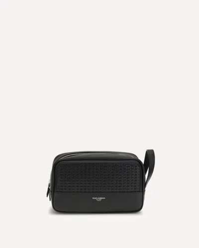 Dolce & Gabbana Leather Beauty Case In Black