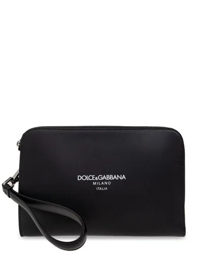 Dolce & Gabbana Leather Beauty Case In Black