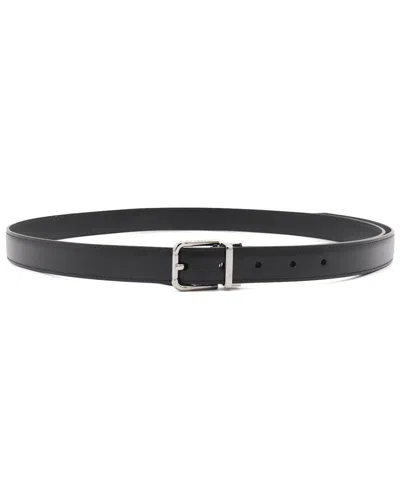 Dolce & Gabbana Black Leather Belt In Nero/rutenio
