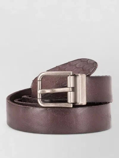 Dolce & Gabbana Leather Belt Adjustable Length Textured Design In Burgundy