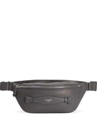 Dolce & Gabbana Leather Belt Bag In グレー