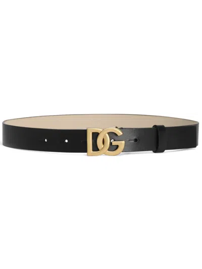 Dolce & Gabbana Kids' Leather Belt In Black