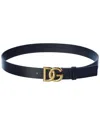 Dolce & Gabbana Dolce&gabbana Black Belt With Rutenium Dg Plaque In Black