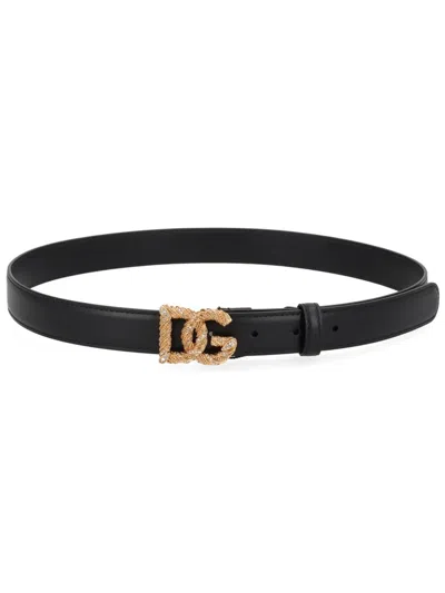 Dolce & Gabbana Leather Belt In Black