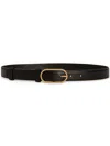 Dolce & Gabbana Oval Buckle Calfskin Leather Belt In Black
