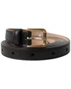 Dolce & Gabbana Dark Brown Leather Gold Metal Buckle Women Belt In Black