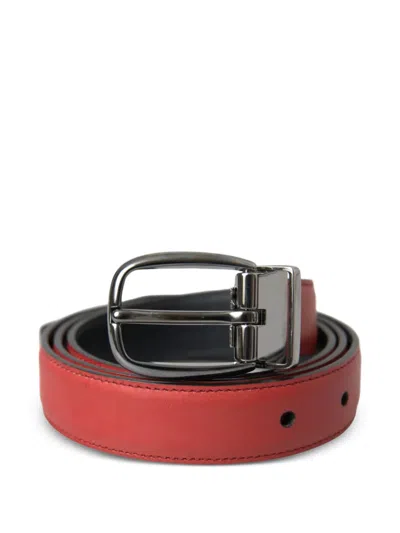 Dolce & Gabbana Calfskin Leather With Metal Buckle Belt In Red