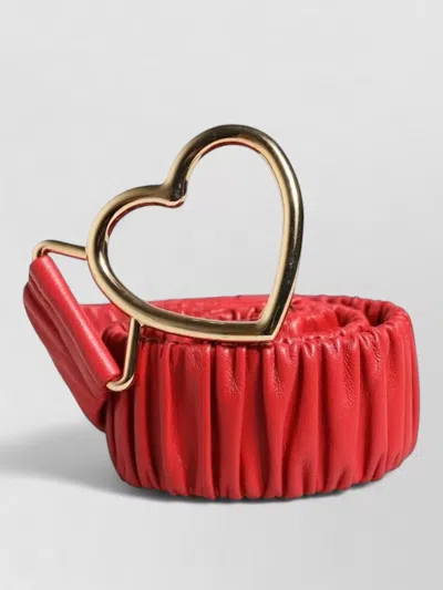 Dolce & Gabbana Leather Belt Elastic Band Heart Buckle In Red