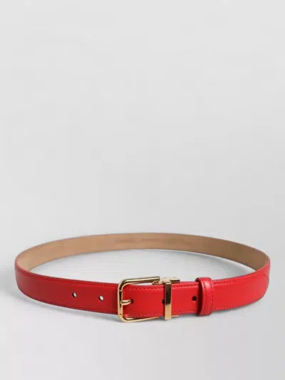 Dolce & Gabbana Leather Belt Gold Metal Buckle Cintura In Red