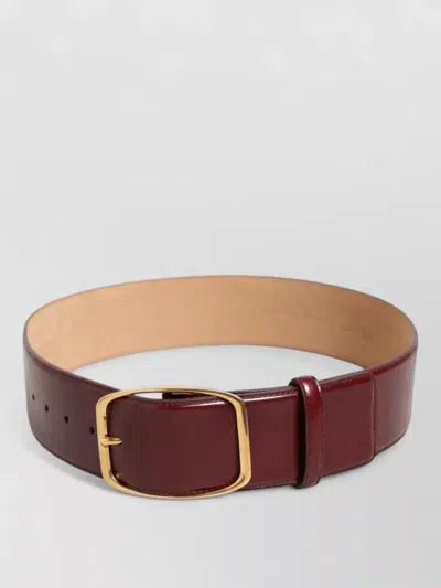 Dolce & Gabbana Leather Belt Gold Metal Buckle Women In Burgundy