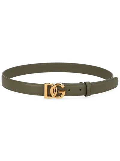 Dolce & Gabbana Military Green Leather Belt