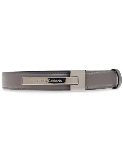 Dolce & Gabbana Leather Belt In Grey