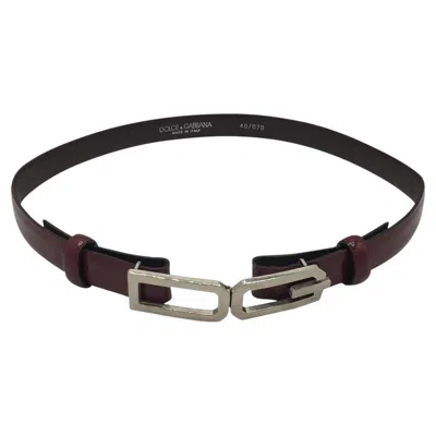 Pre-owned Dolce & Gabbana Leather Belt In Burgundy In Red