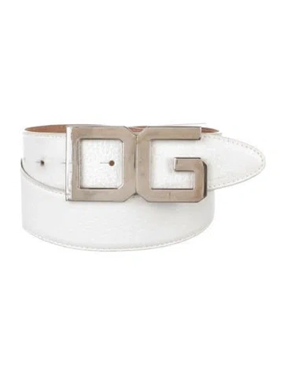 Pre-owned Dolce & Gabbana Leather Belt Kit In White