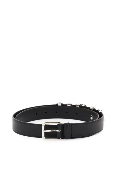 Dolce & Gabbana Leather Belt With Kim D&g Lettering For Women | Ss23 Collection In Black