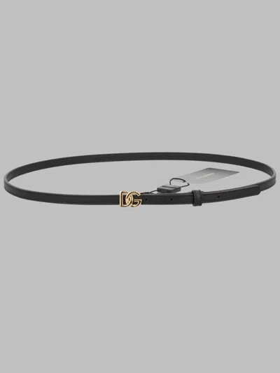 Dolce & Gabbana Leather Belt With Logo Buckle In Black