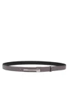 Dolce & Gabbana Leather Belt With Logo Buckle In Grey