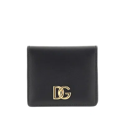 Dolce & Gabbana Leather Bi-fold Cardholder With Logo In Black