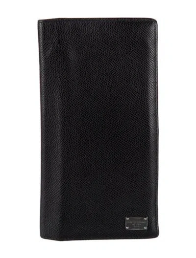 Pre-owned Dolce & Gabbana Leather Bifold Wallet In Black