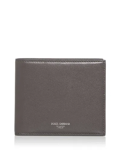 Dolce & Gabbana Leather Bifold Wallet In Dark Grey